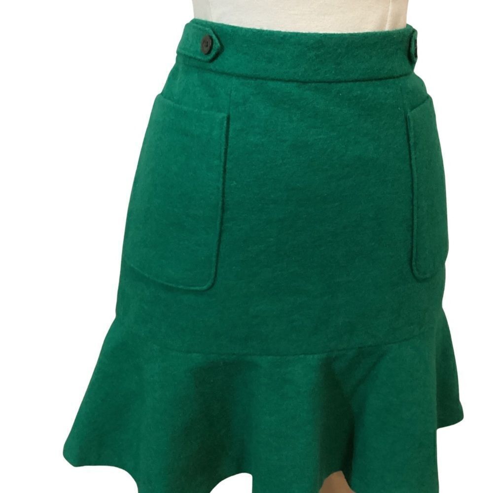 Anthropologie | Maeve | Green Wool Blend Skirt | 4 - Picture 4 of 12